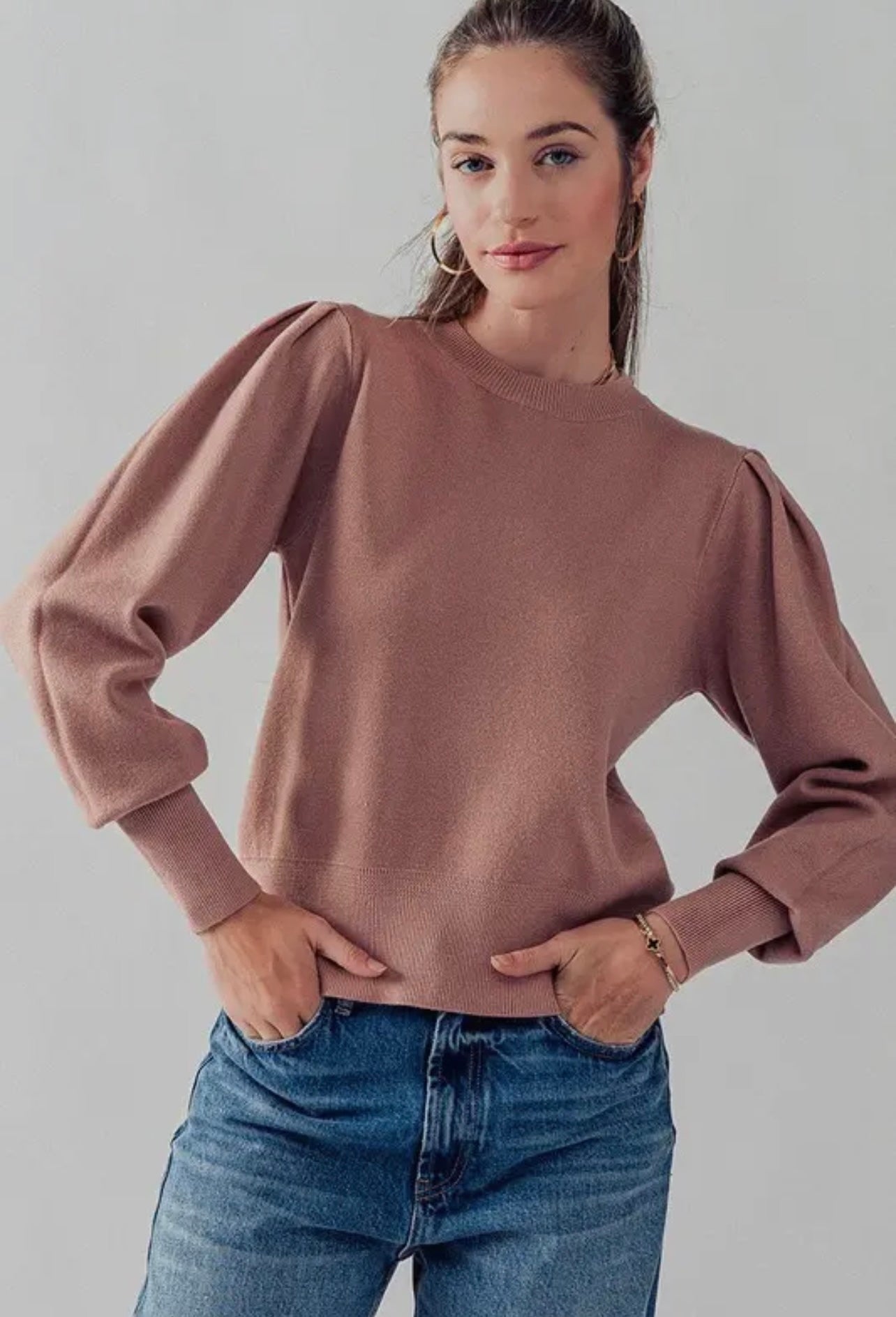 Pink Crew Rib Sweater