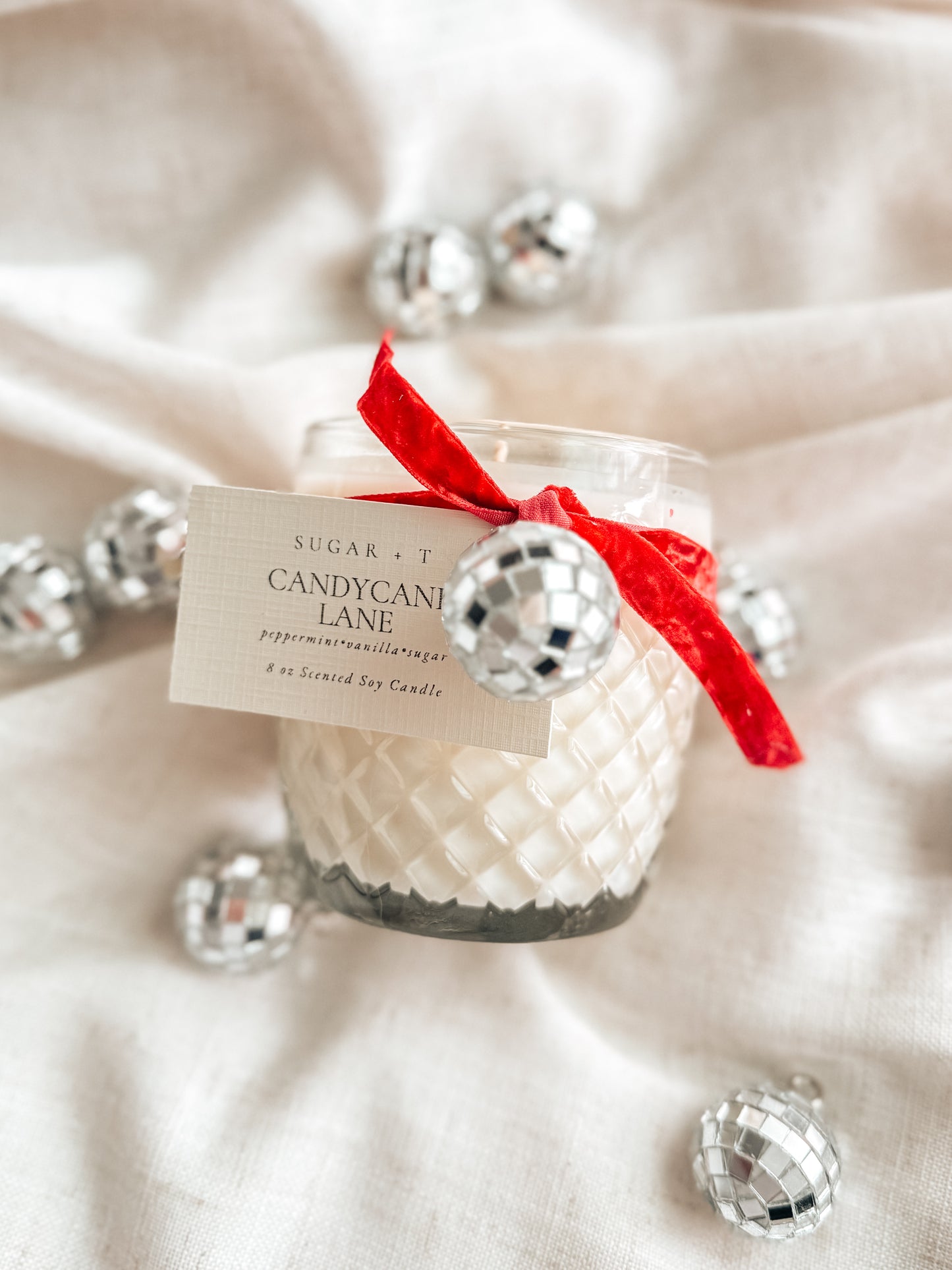 Candy Cane Lane Whiskey Glass Candle