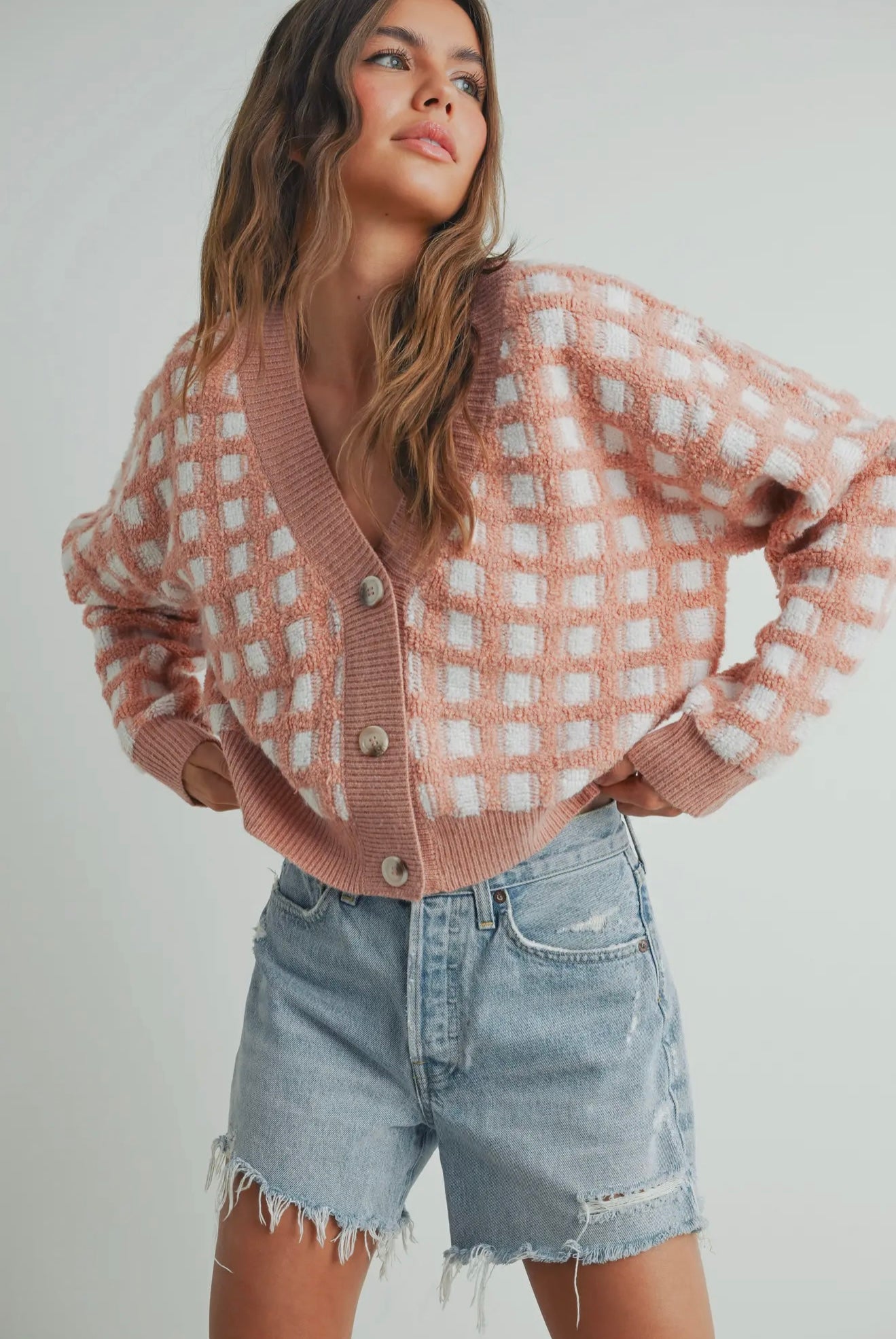Maybe/Ivory V Neck Cardigan