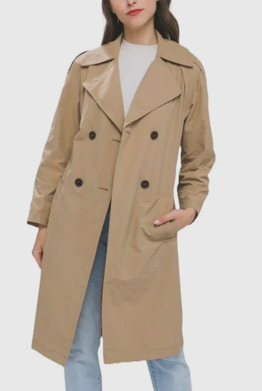 Tan Button Up Trench Coat