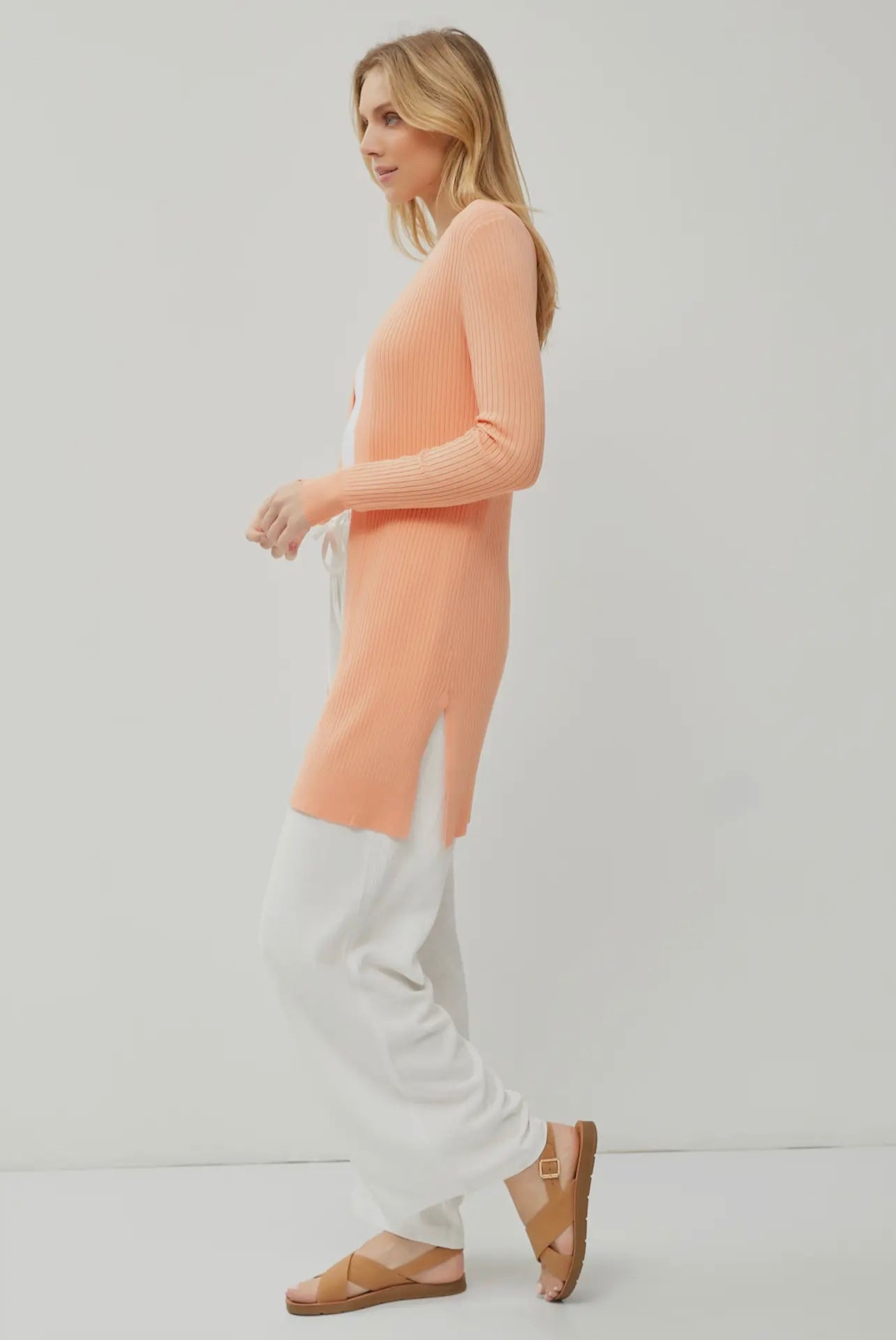 Ribbed Cardigan - Apricot