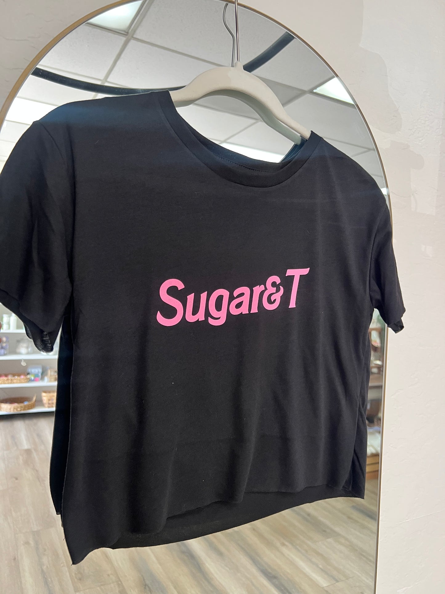Sugar + T Black Crop Tee
