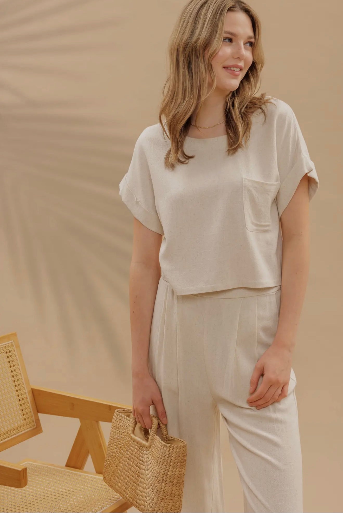 Oatmeal Linen Pant Set