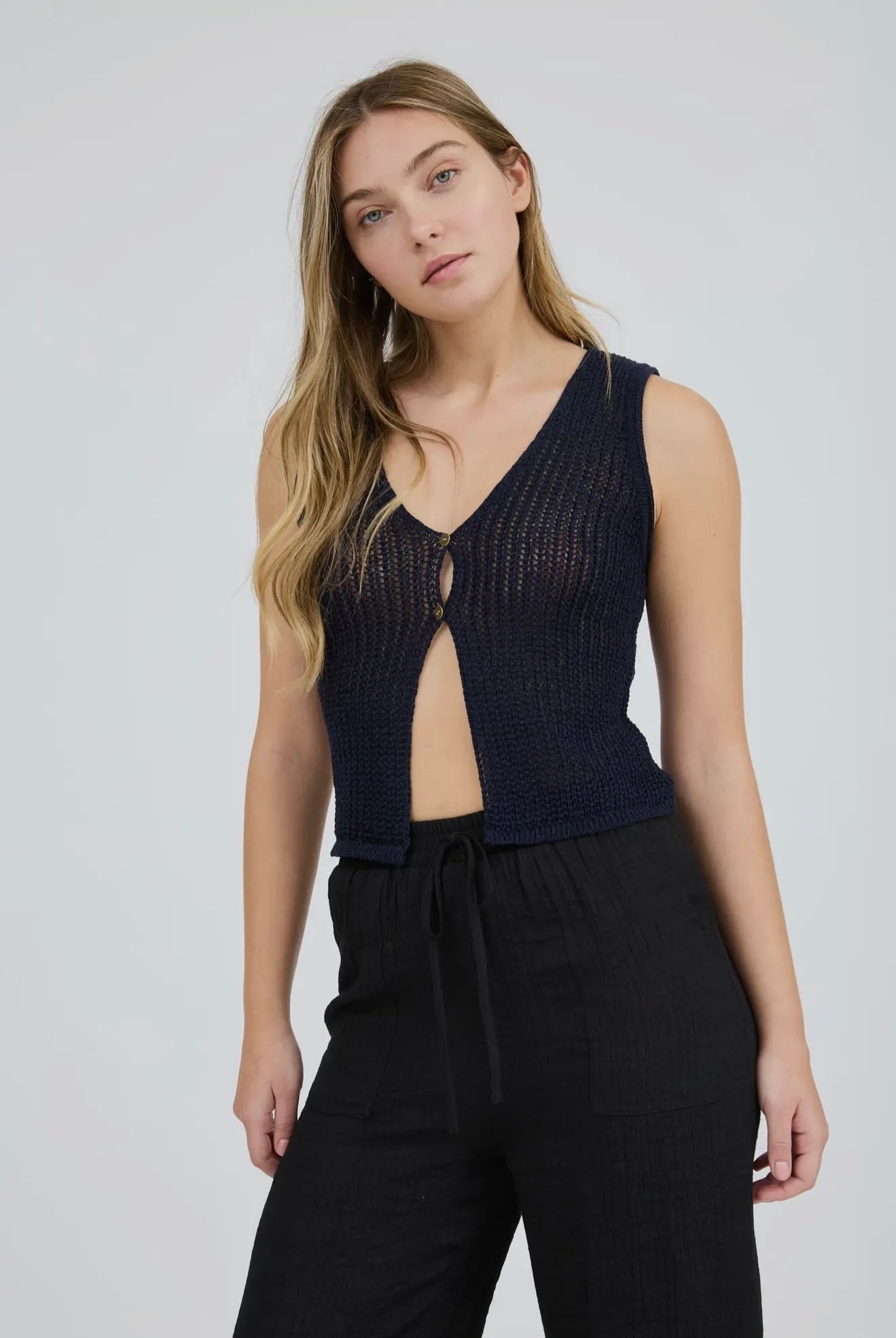 Black Crochet Vest