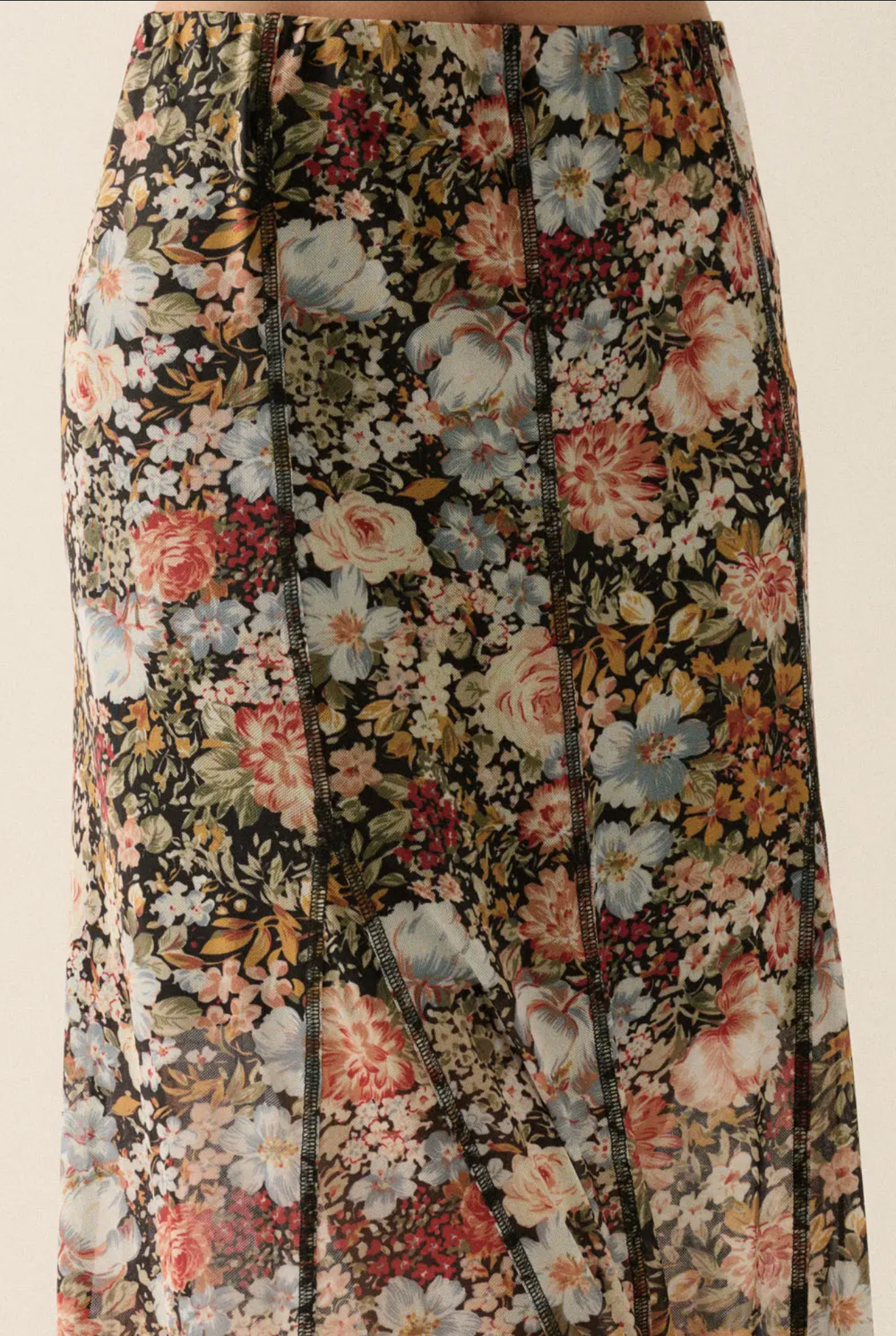 Floral Inverted Seam Maxi Skirt