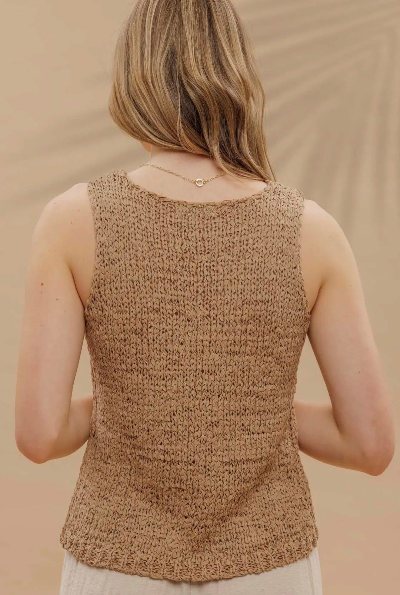 Square Button Front Knit Vest
