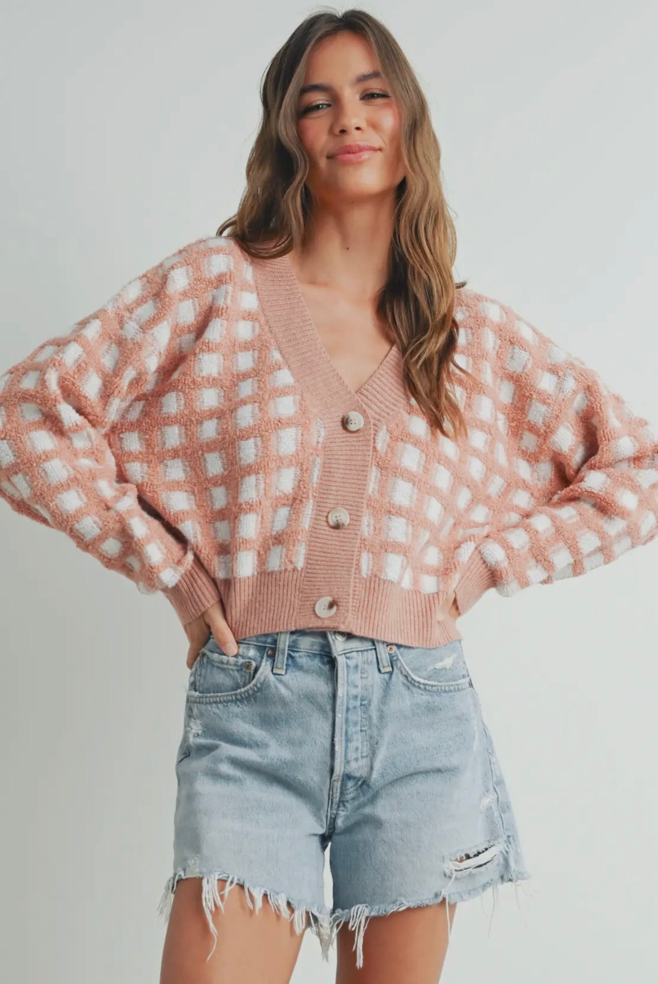 Maybe/Ivory V Neck Cardigan