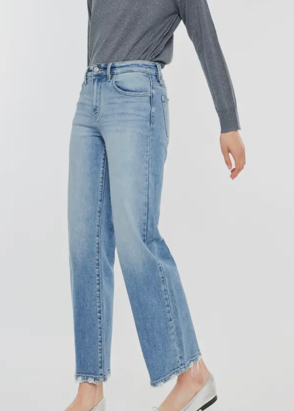 High Rise Slim Wide Leg Jeans