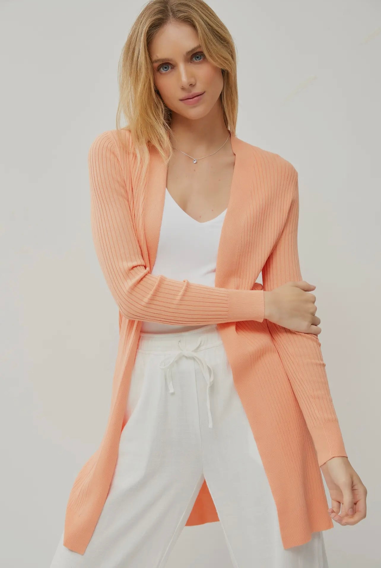 Ribbed Cardigan - Apricot
