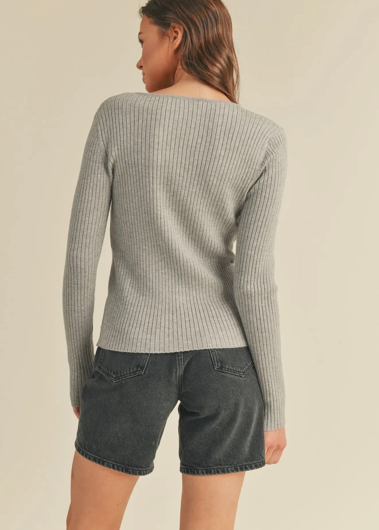 Ribbed Square Neck Sweater