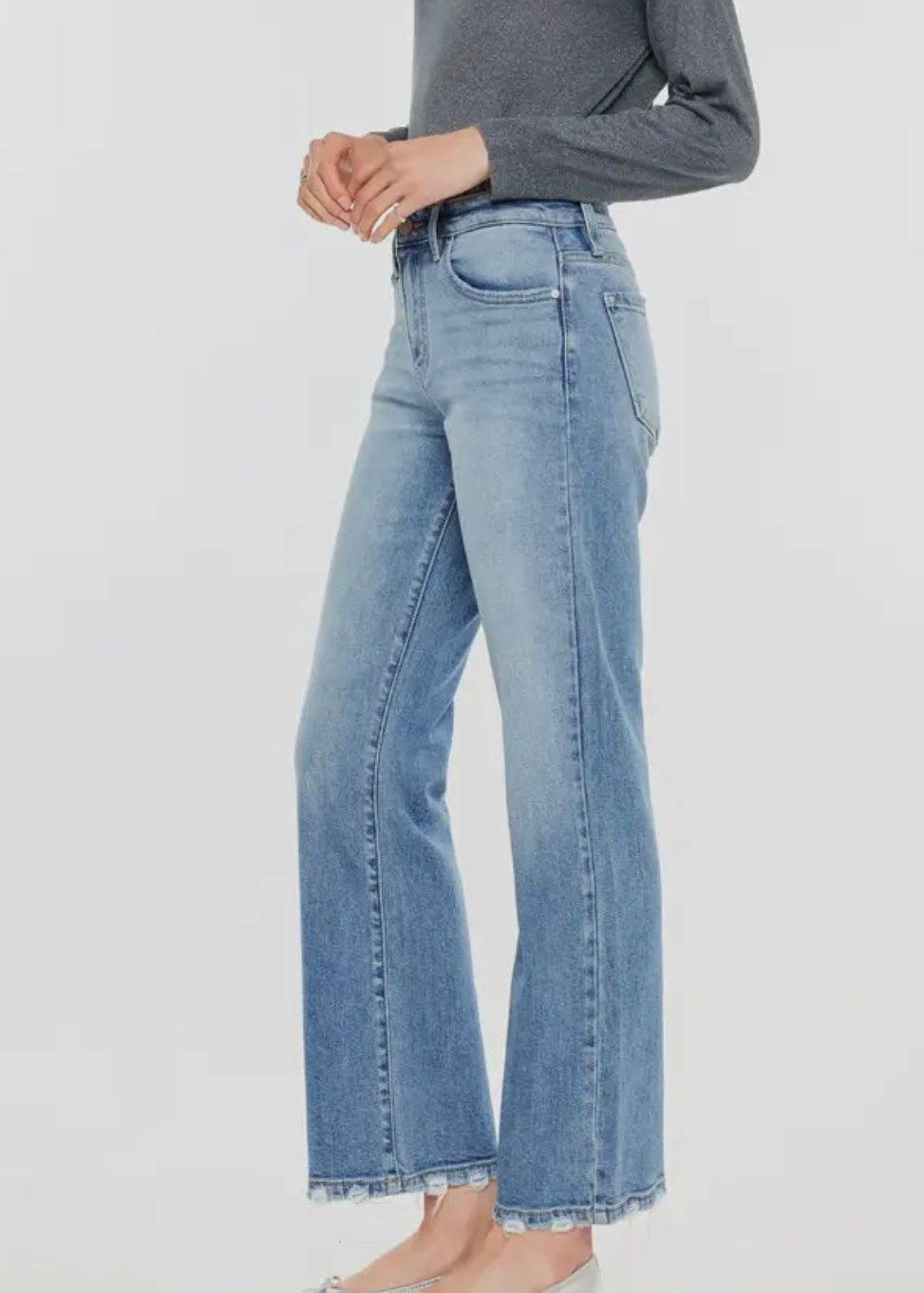 High Rise Slim Wide Leg Jeans