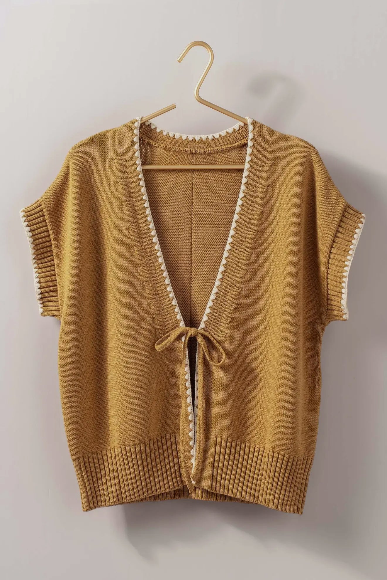 Crochet Trim Cardigan Vest
