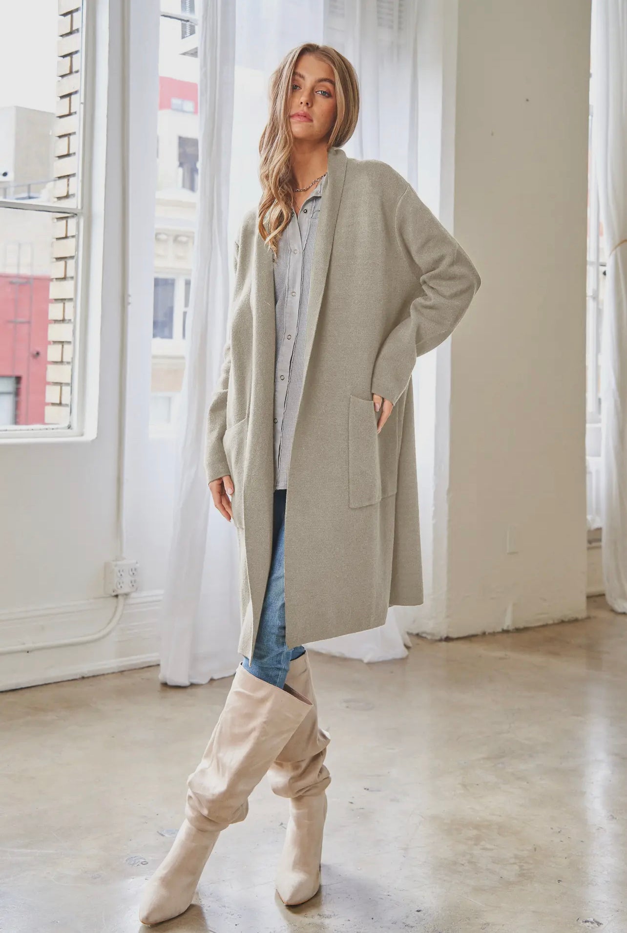 CURVE - Oatmeal Long Cardigan
