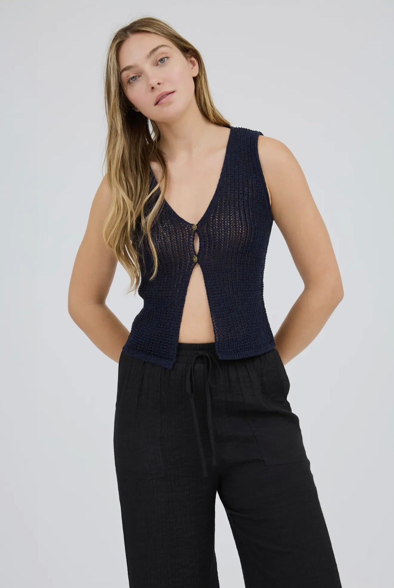 Black Crochet Vest