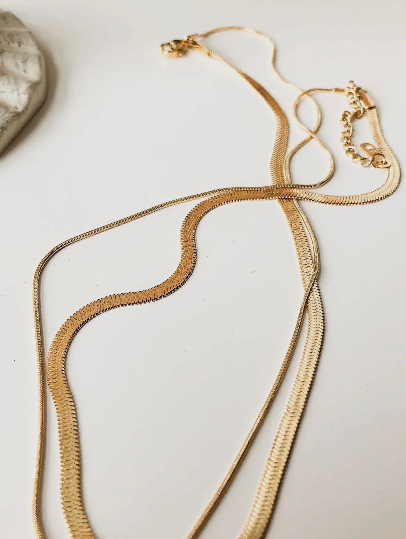 Layered Flat Snake Chain Necklace