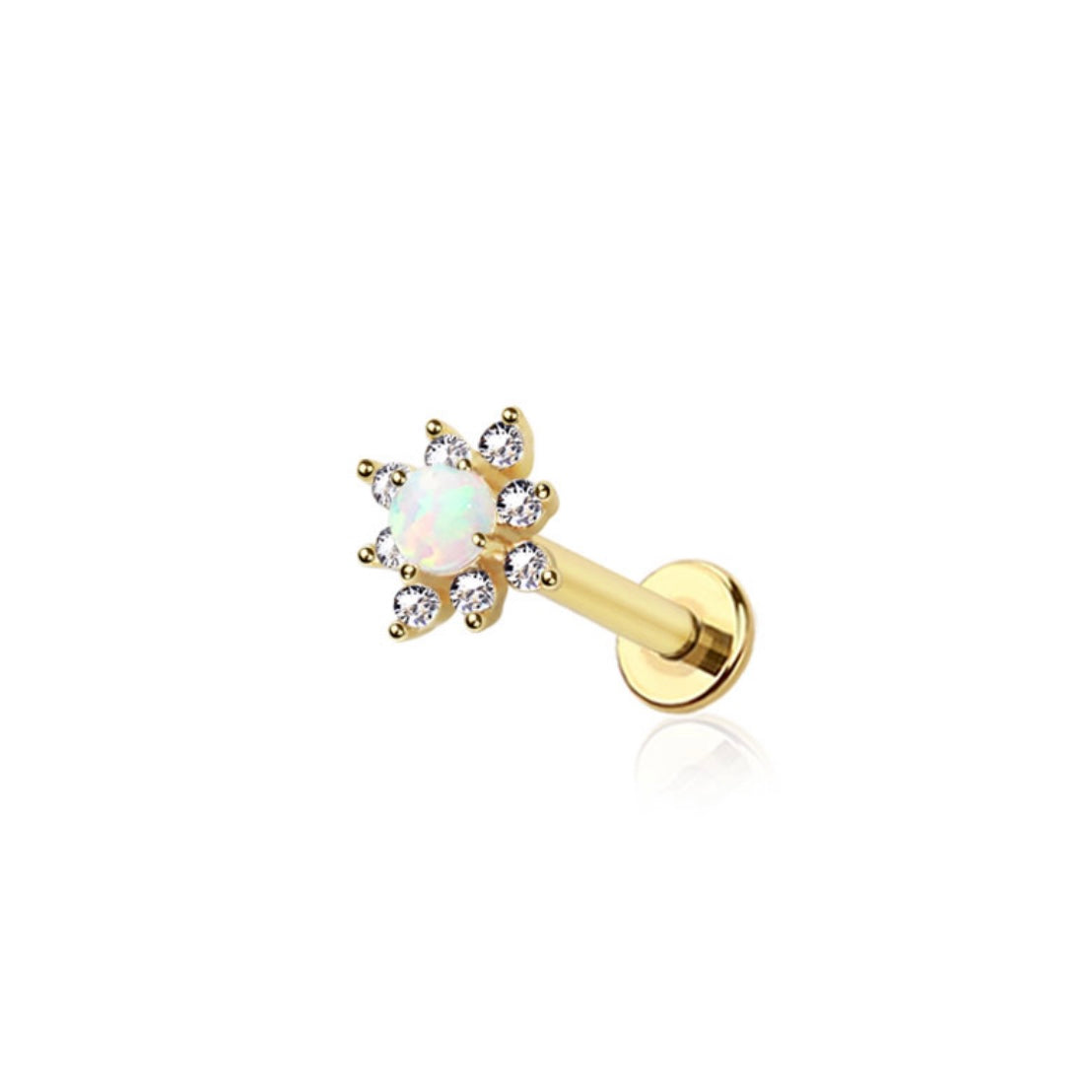 Opal Starburst Gold Flat Back Labret