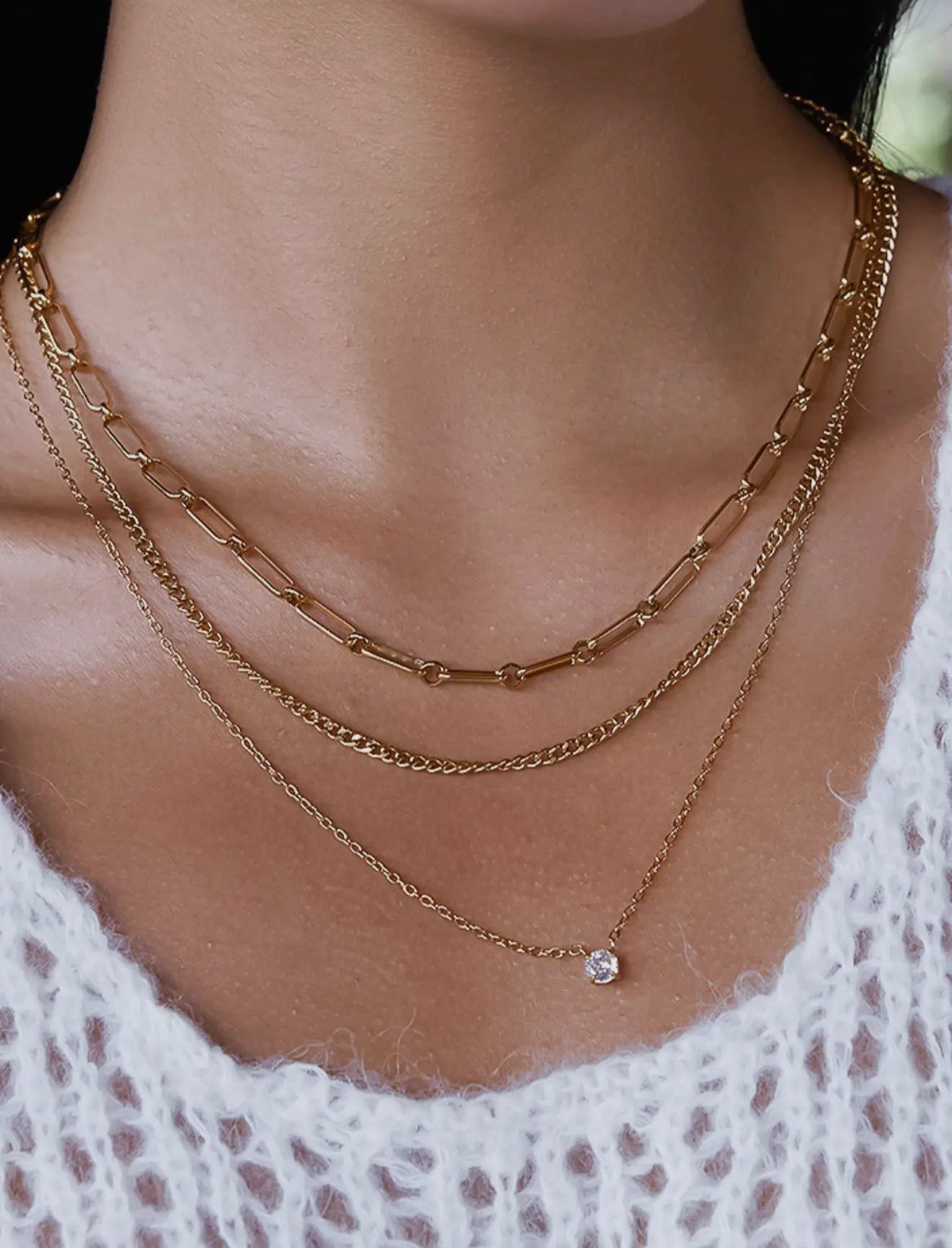 Layered CZ Chain Necklace