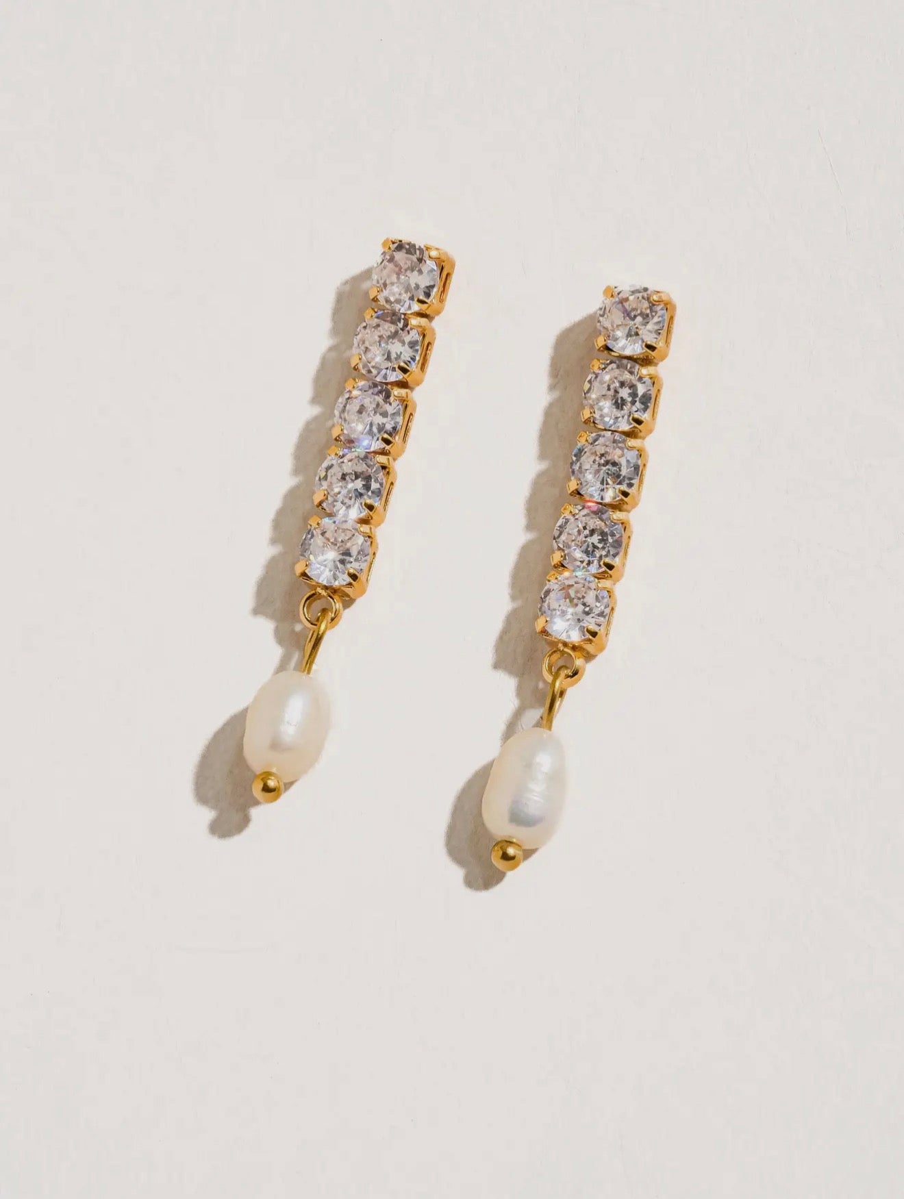 CZ Pearl Drop Earrings