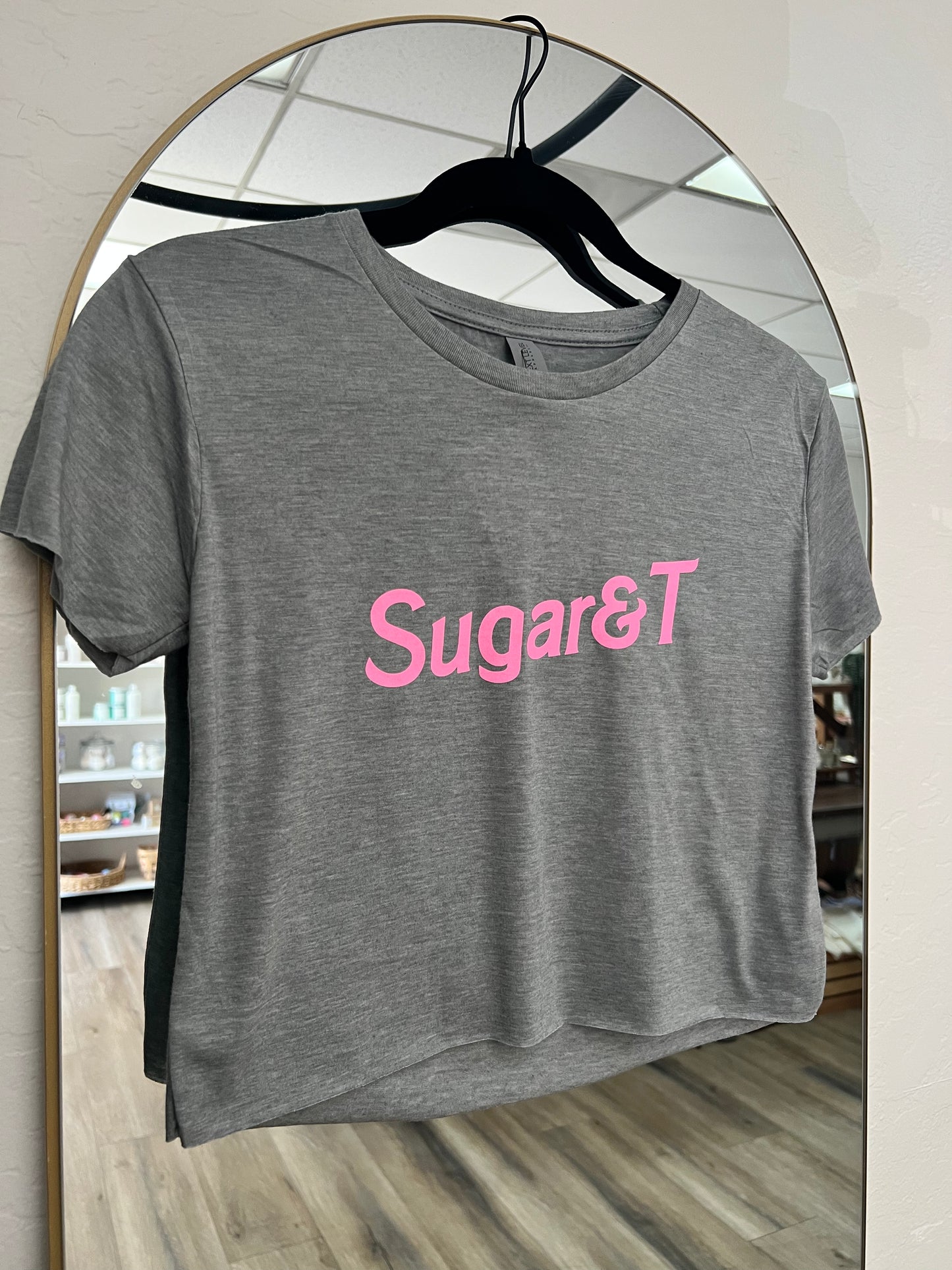 Sugar + T Grey Crop Tee