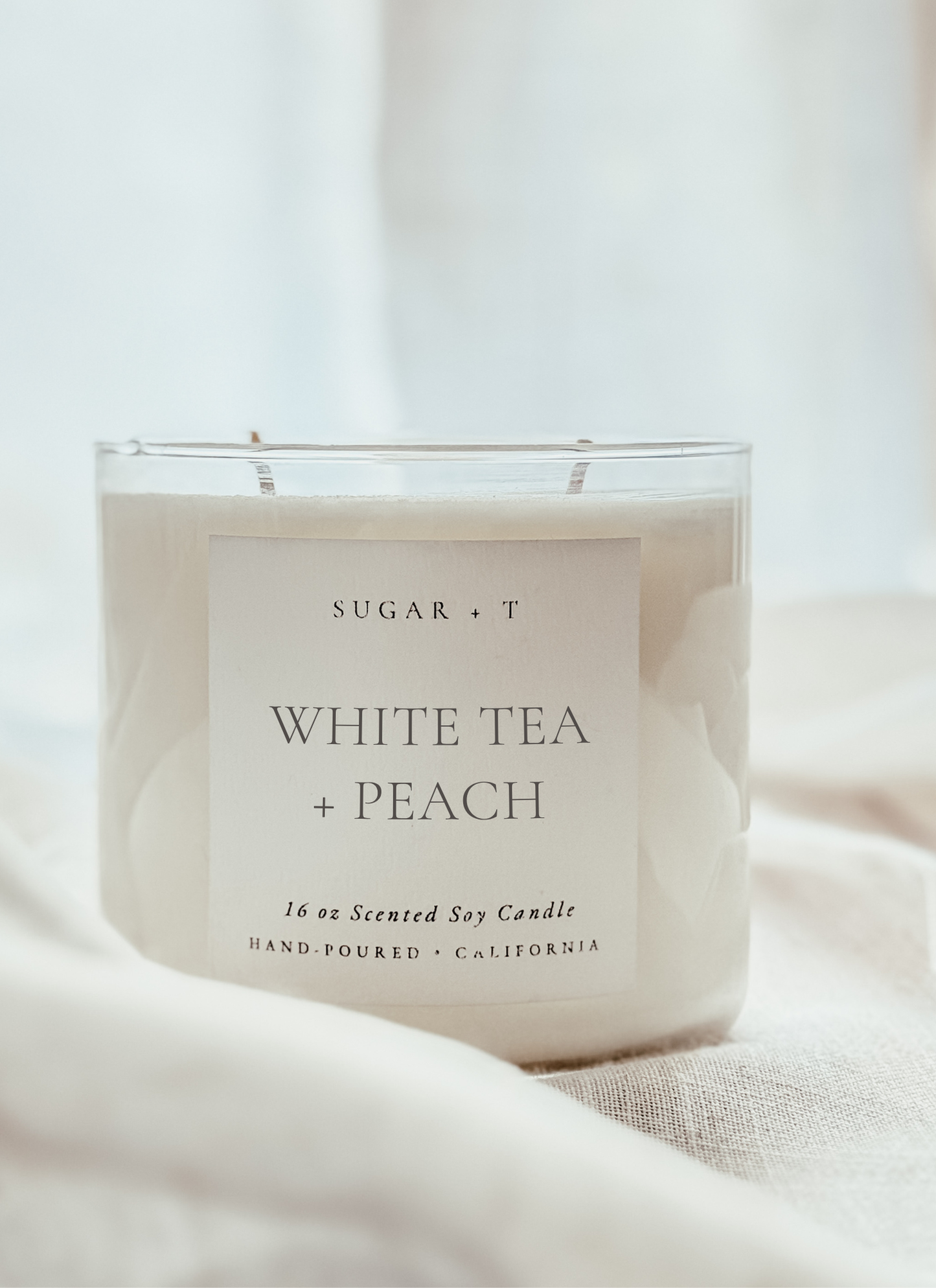 White Tea + Peach Scented Candle