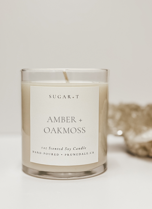 Amber + Oakmoss Scented Candle