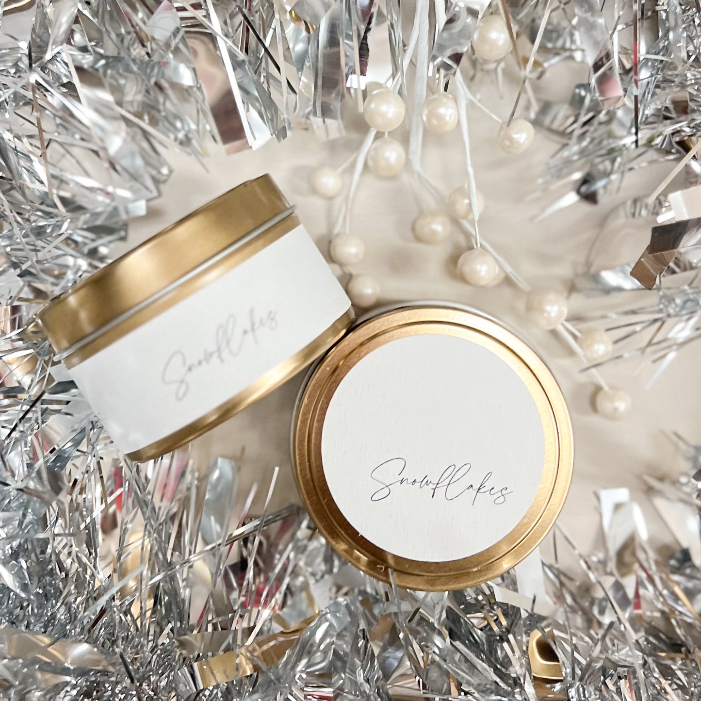 Snowflakes Scented Candle Tin