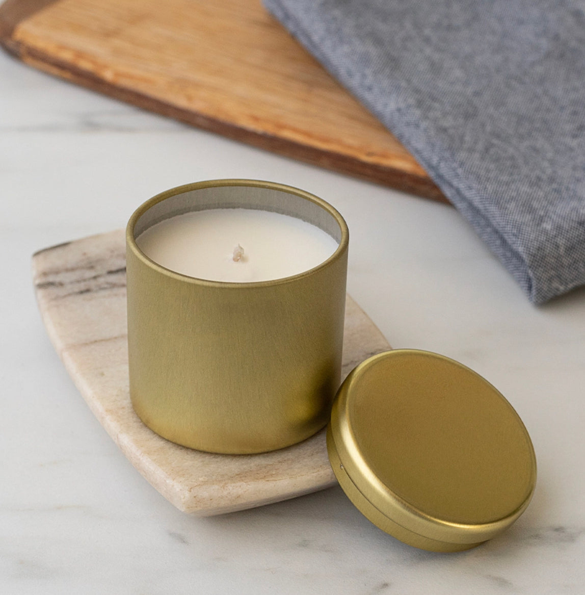 Custom 3oz Tin Candle - Gold 100+