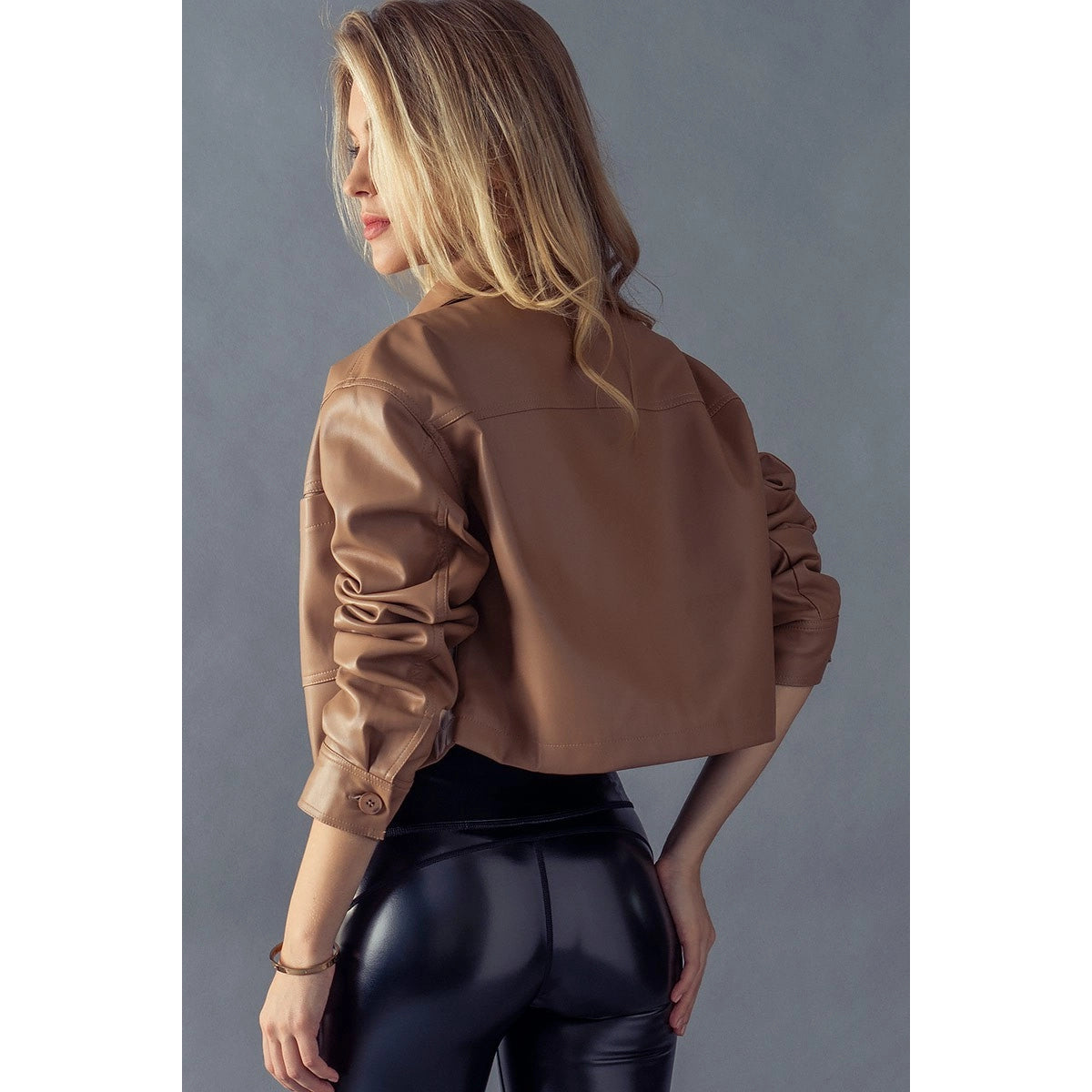 Moonchild - Camel Vegan Leather Crop Jacket