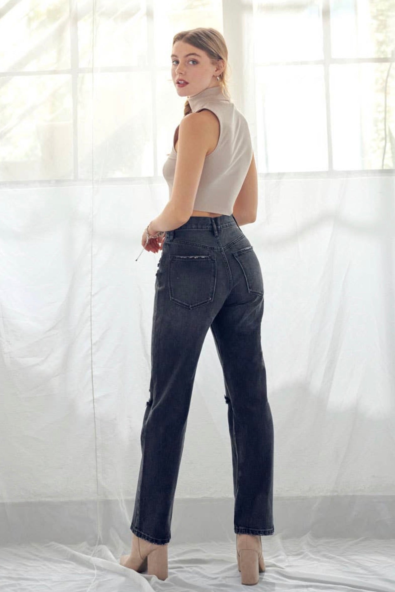 Moonchild - High Rise Jeans - Dark Grey