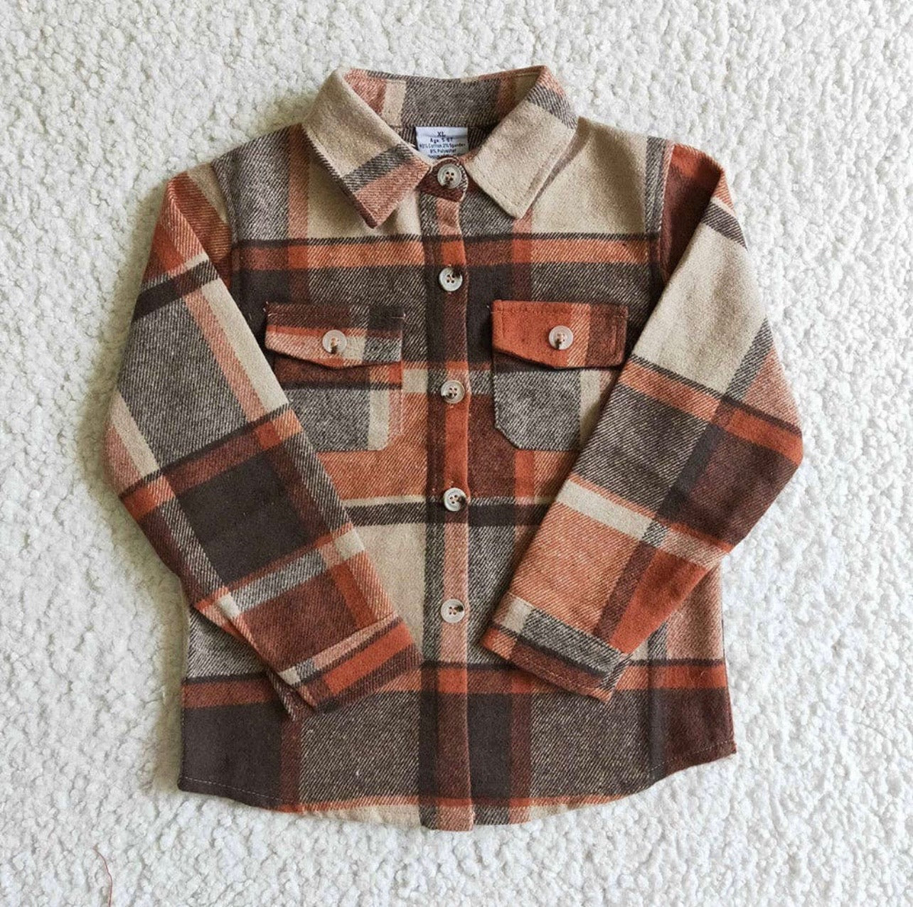 Maddie Girl - Orange Plaid Button Up