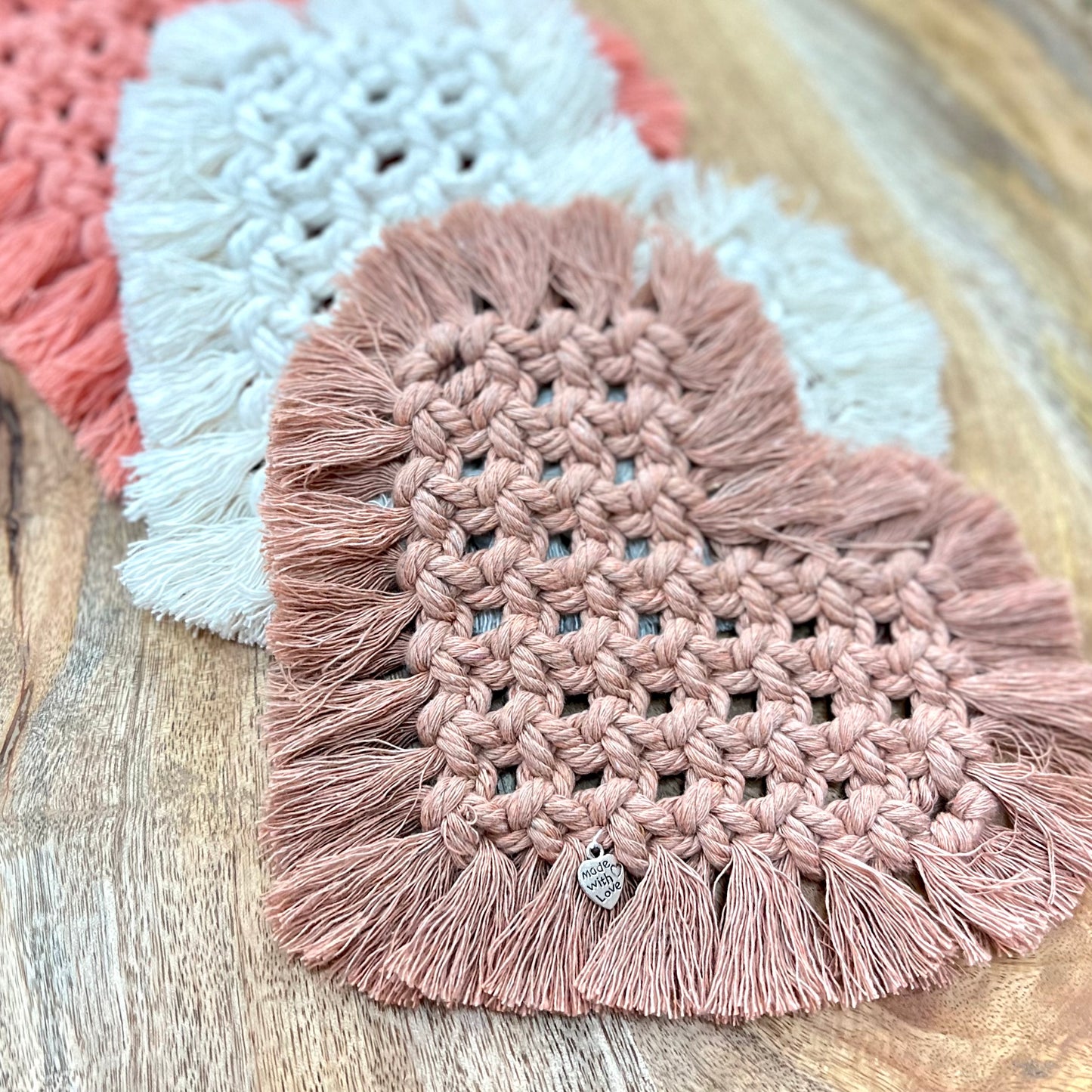 Heart Shaped Macrame Coasters