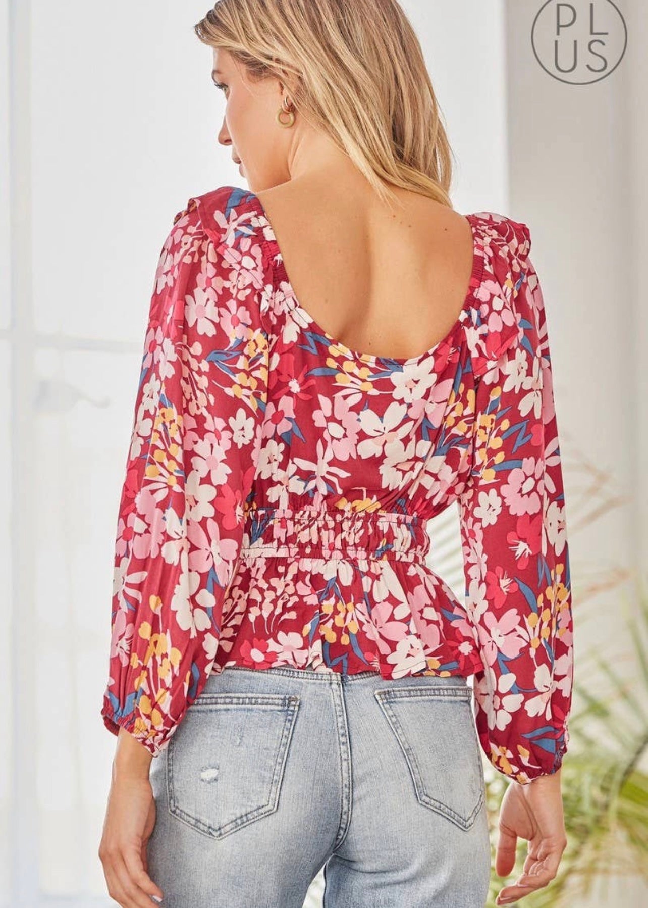 Moonchild CURVE - Magenta Floral Top