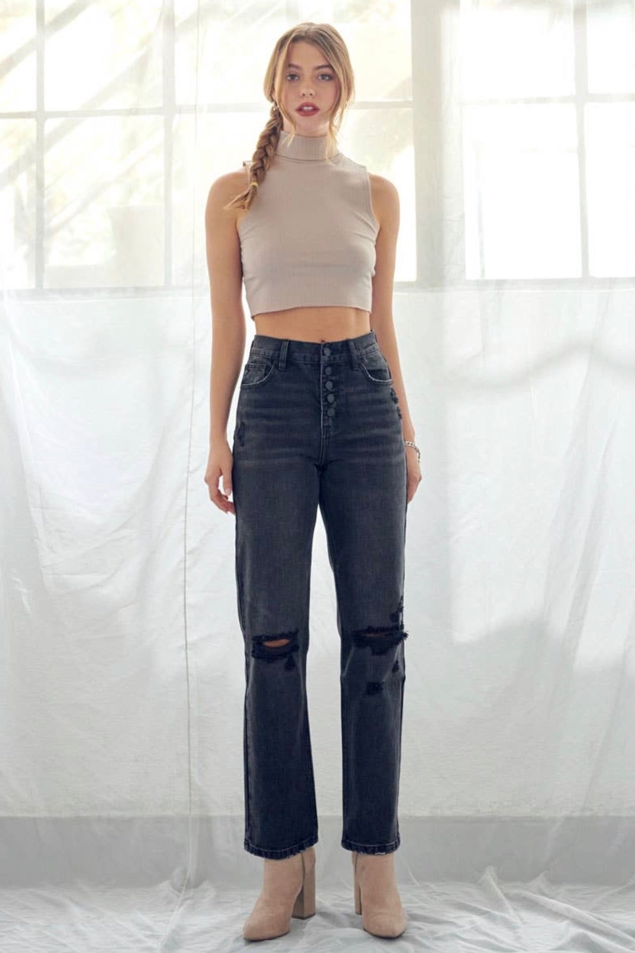 High Rise Jeans - Dark Grey