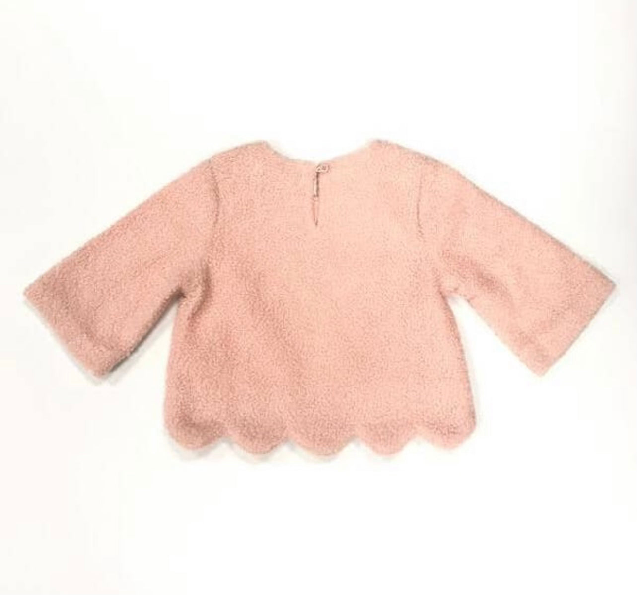 Maddie Girl - Pink Scalloped Pearl Sweater