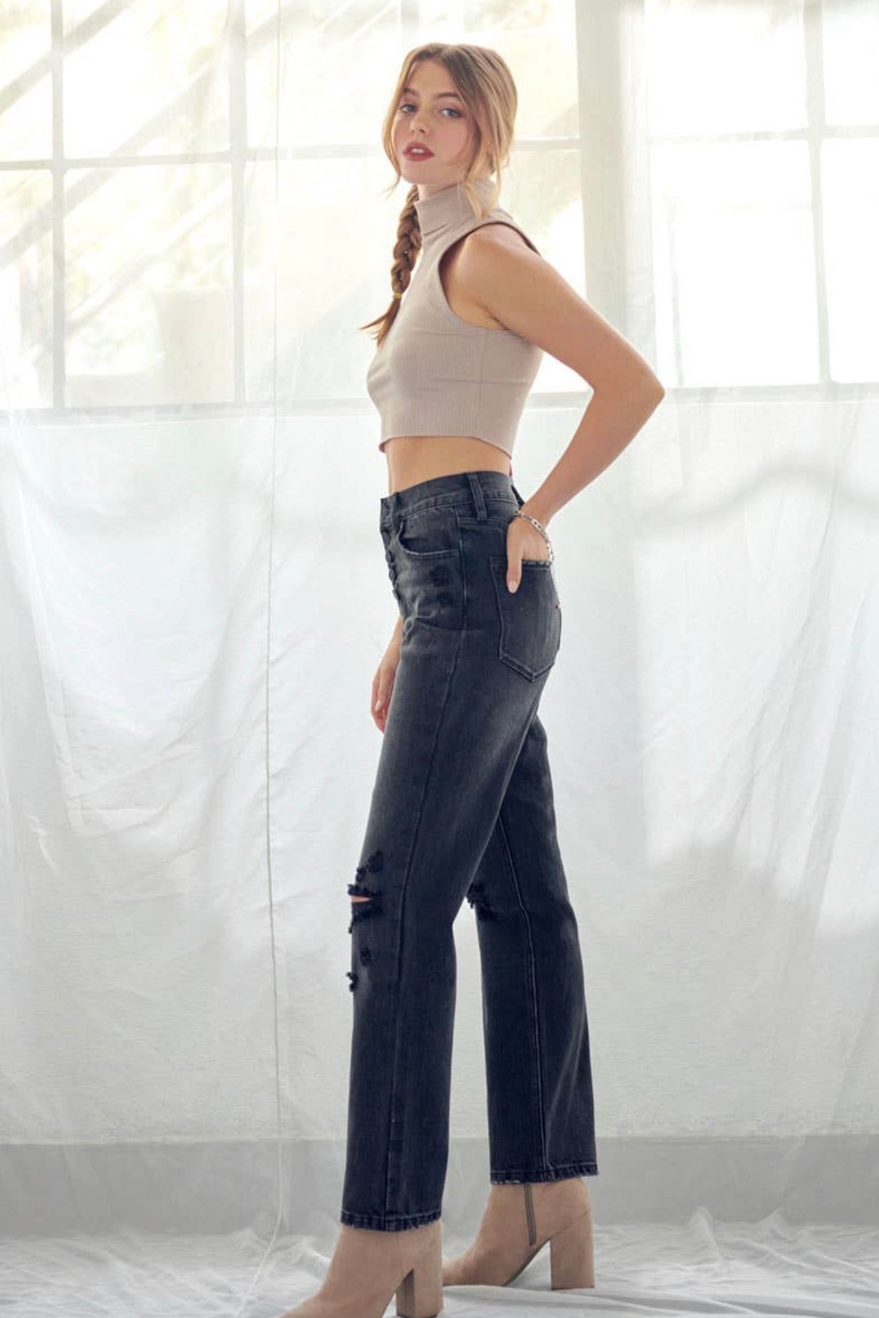 Moonchild - High Rise Jeans - Dark Grey