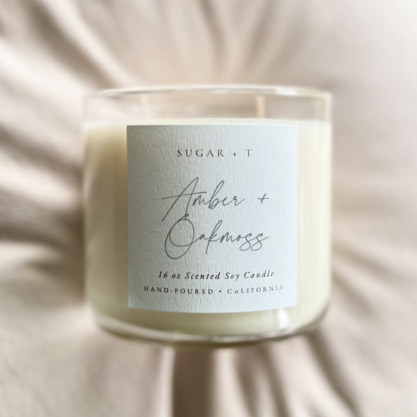 Amber + Oakmoss Scented Candle