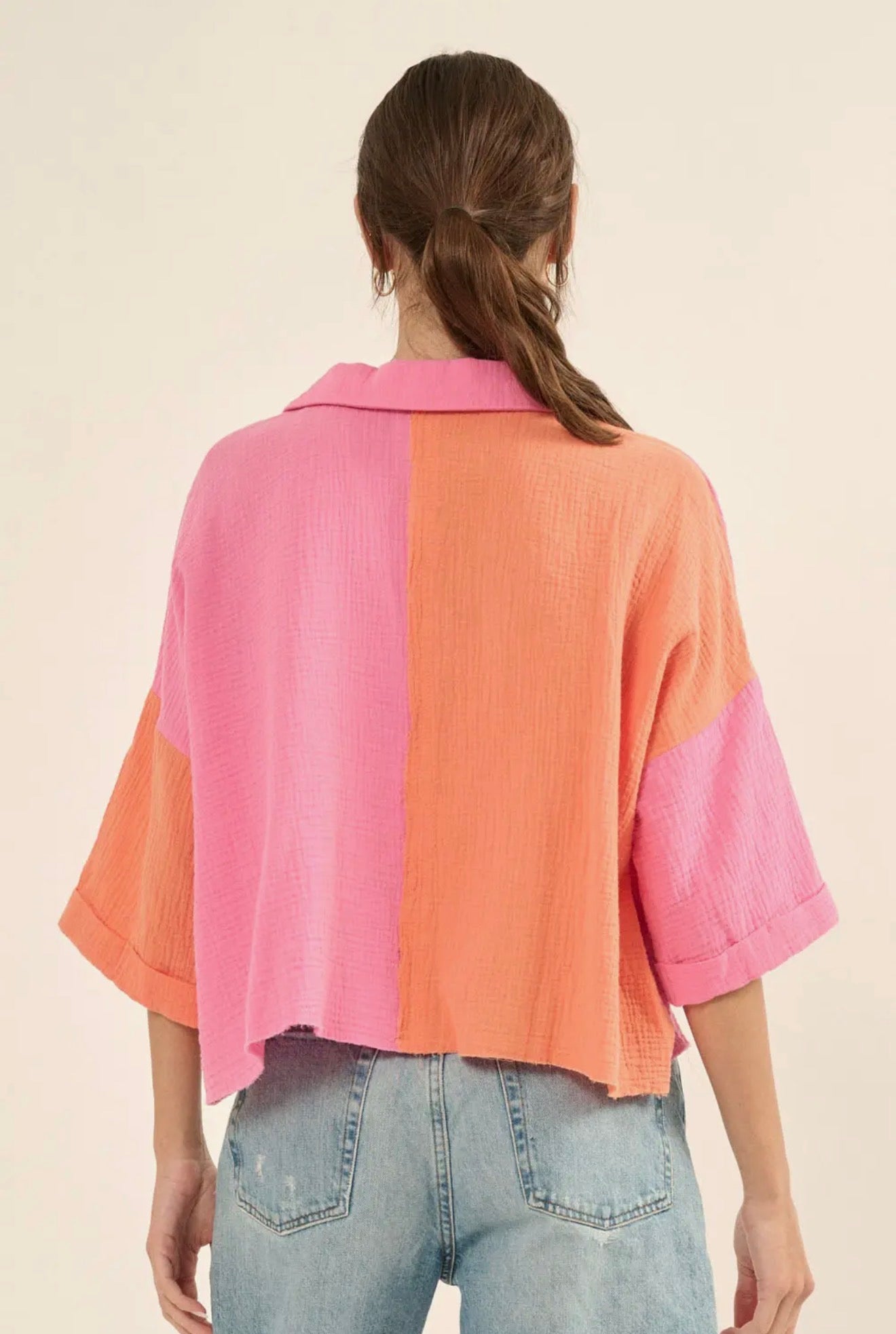 Color Block Cami Top - Bubble Gum