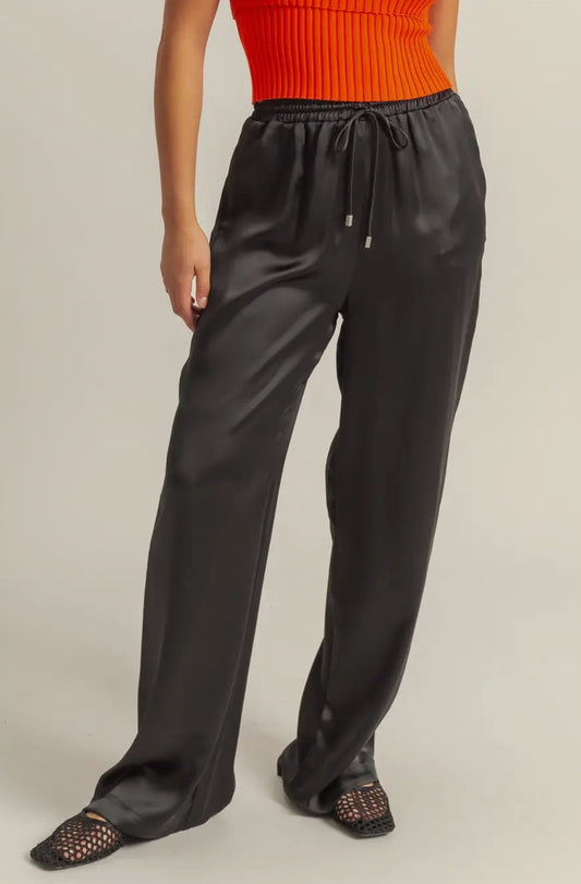 Black Satin Pants