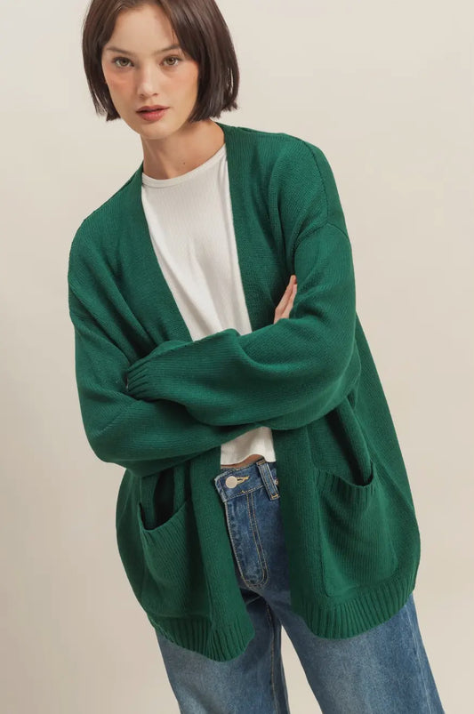 Green Oversized Cardigan