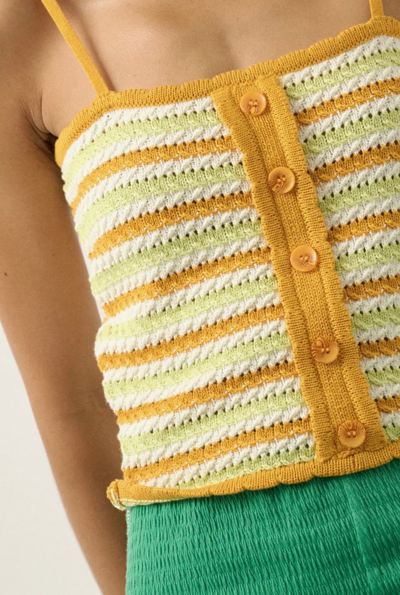 Multicolor Striped Crochet Cami Top