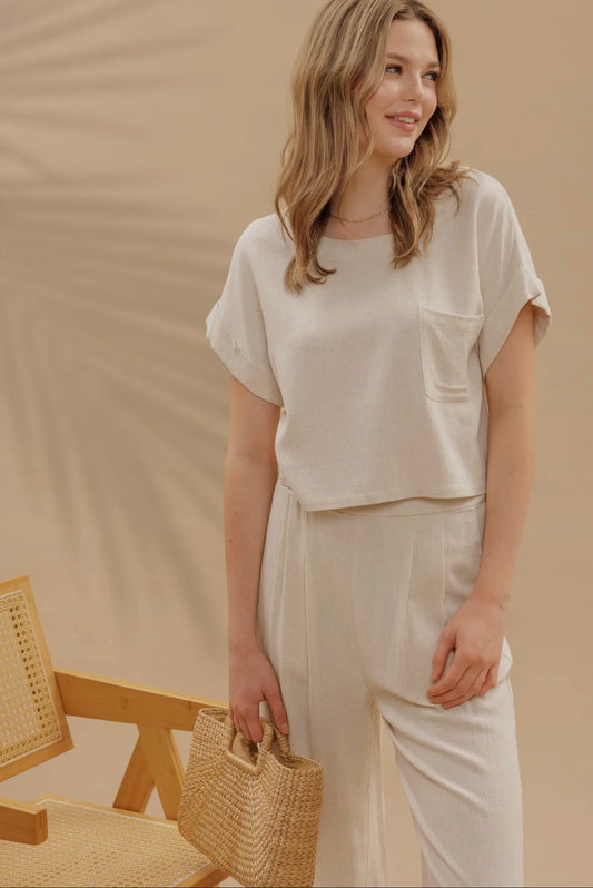 Oatmeal Linen Pant Set