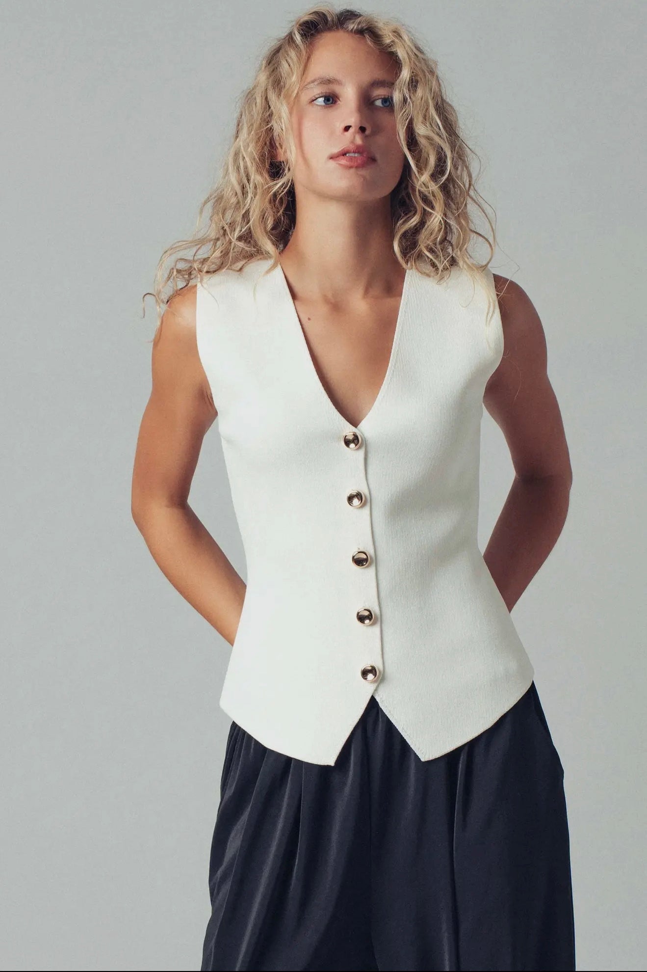 Sculpted White Vest