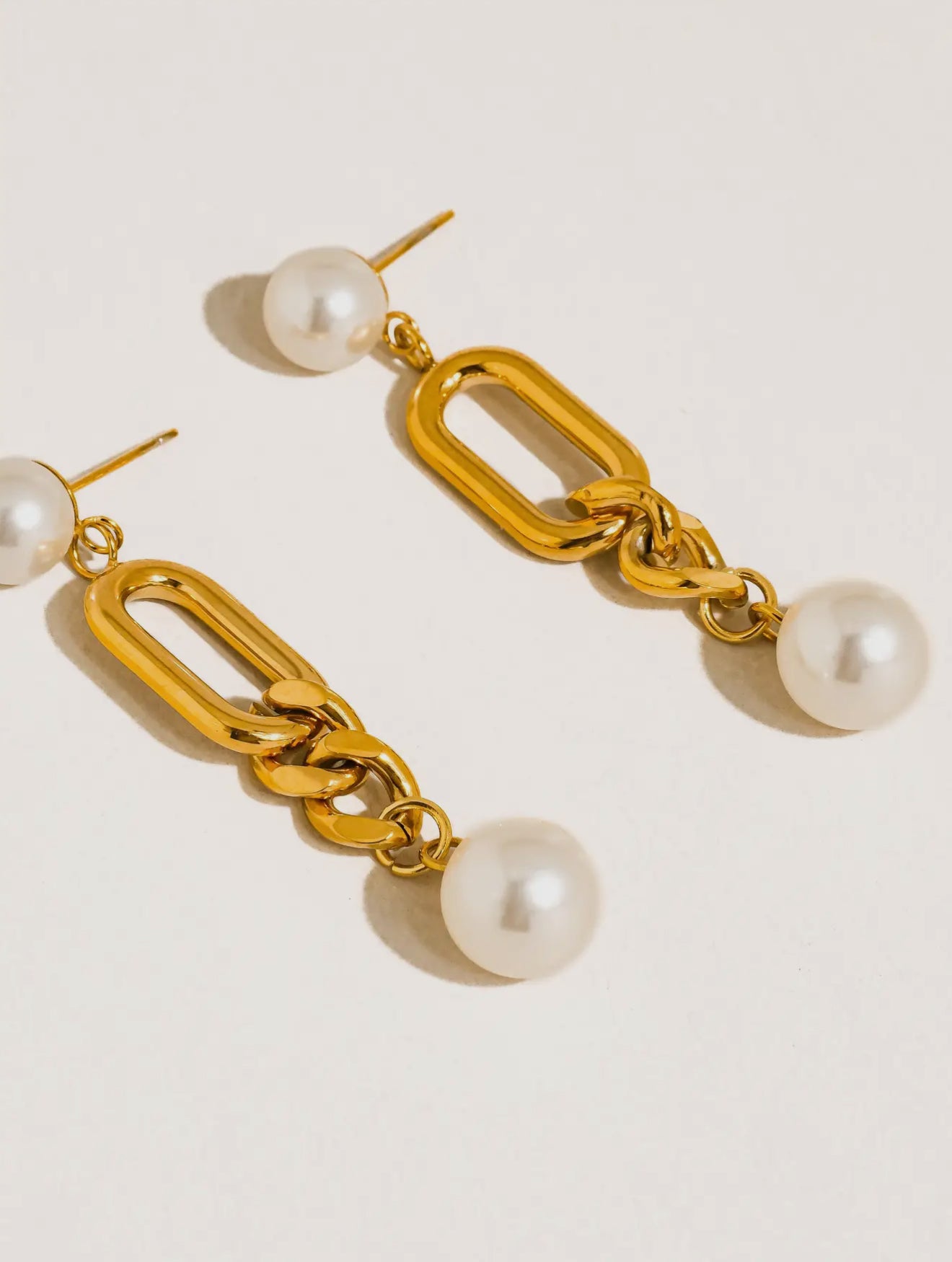 Pearl Drop Chain Earrings