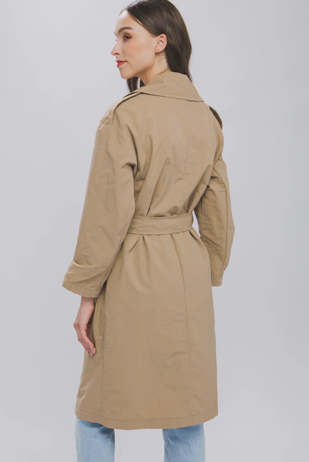 Tan Button Up Trench Coat