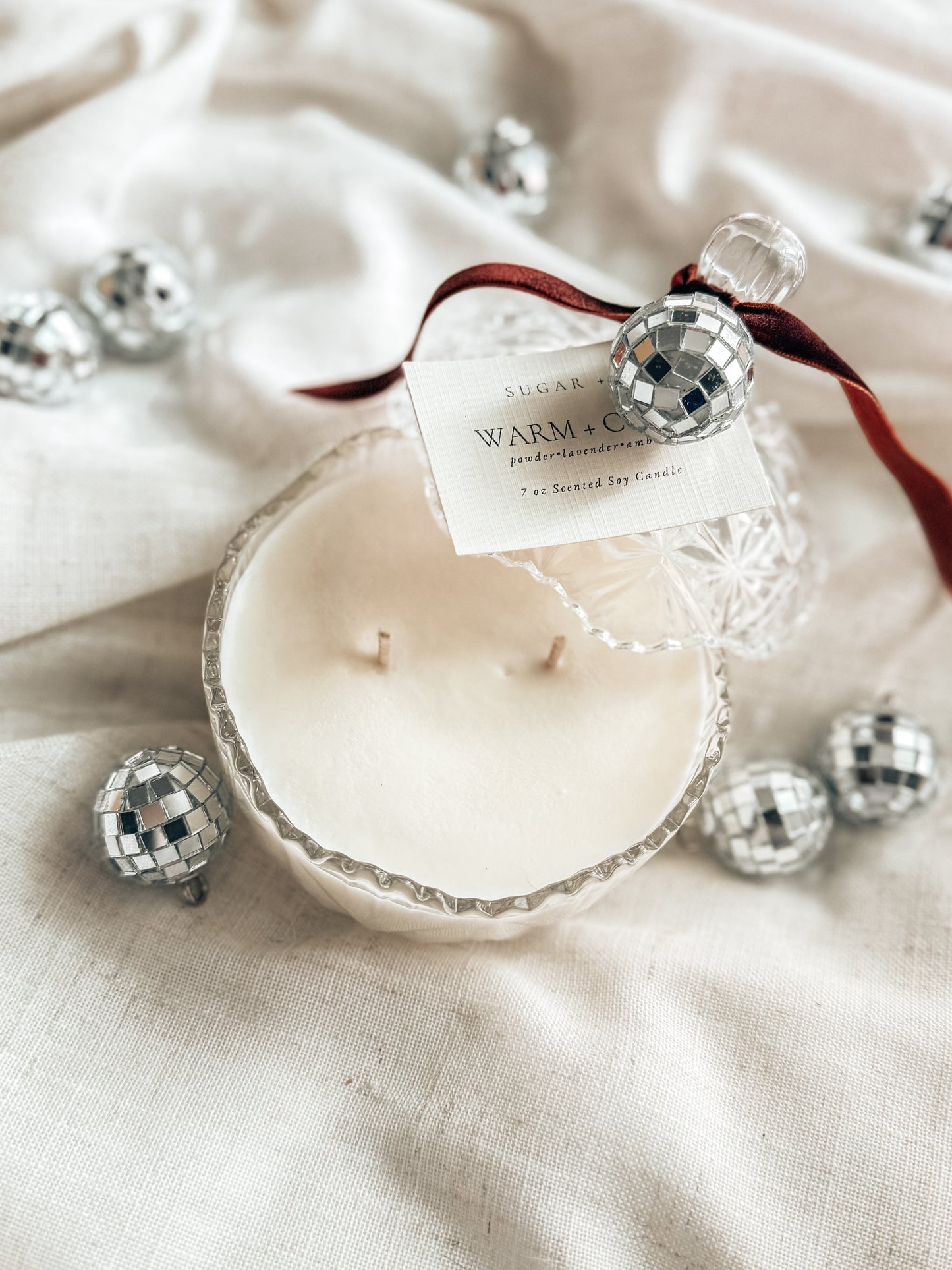 Warm + Cozy Glass Ornament Candle