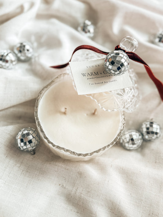 Warm + Cozy Glass Ornament Candle