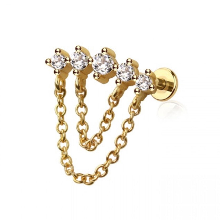 Twin Orbit Gold Flat Back Labret
