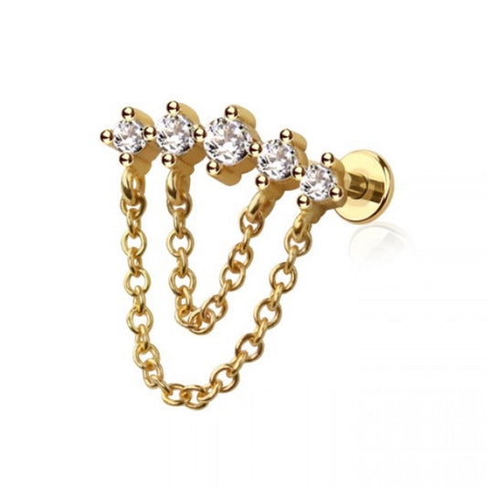 Twin Orbit Gold Flat Back Labret