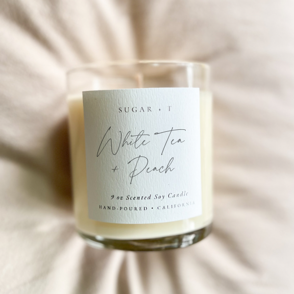 White Tea + Peach Scented Candle