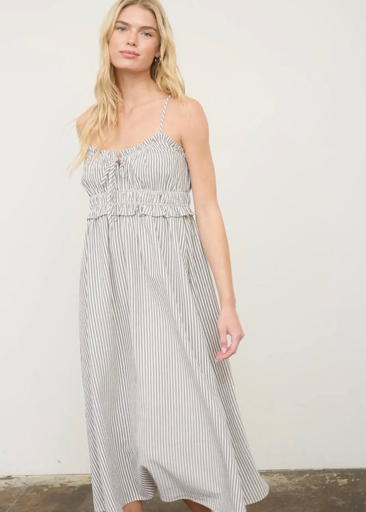 Striped Spaghetti Strap Midi Dress